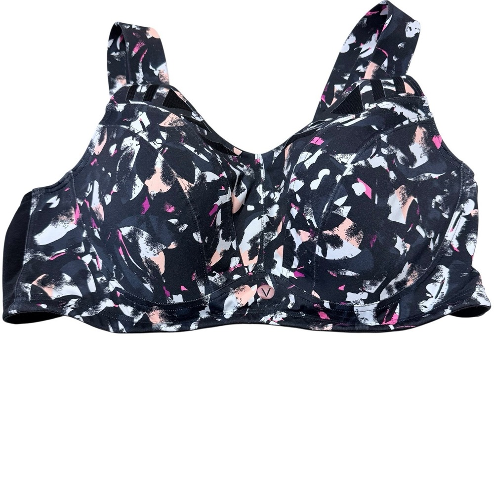 Lane Bryant Livi Active Max Support 42d Sports Bra‎ Black Geometric Print UW